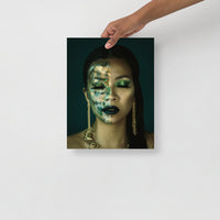 Green and Gold Half-Face Avant Garde Makeup | Cindy Chen Designs